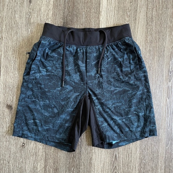 Lululemon Athletica Black and Blue Athletic Shorts - Picture 1 of 5